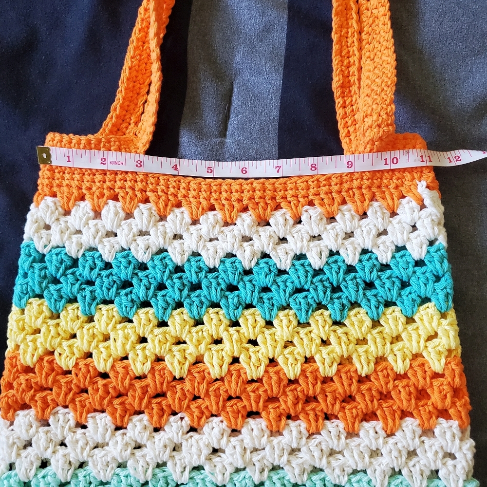 Crochet Knit Retro Tote Beach Bag Handmade - Picture 8 of 10
